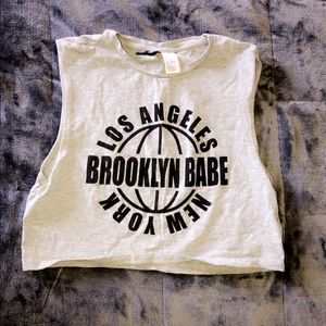 H&M divided graphic cropped-tank